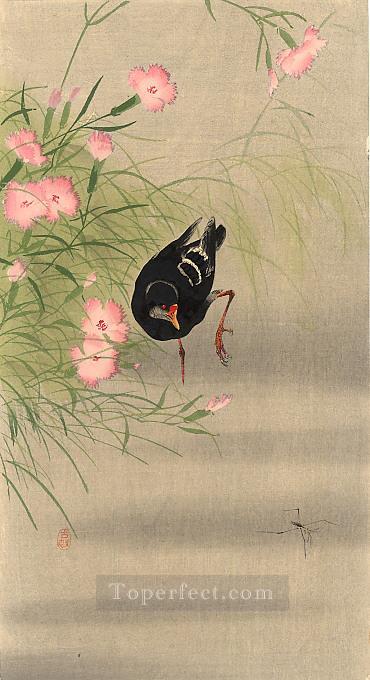 gallinule bird and water strider Ohara Koson Japanese Oil Paintings